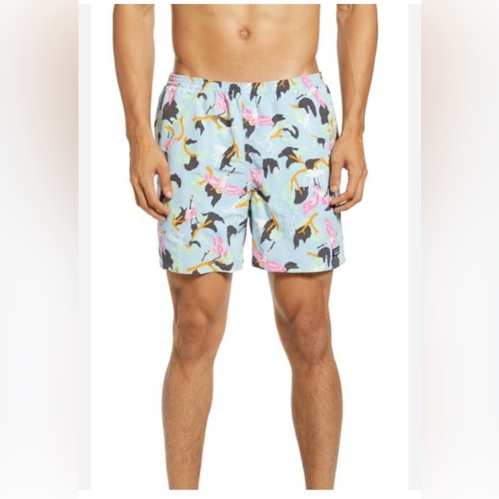 PATAGONIA Baggies Swim Trunks In Spoonbills/ Big Sky Blue